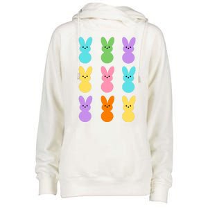 Colorful Easter Bunny Holiday Womens Funnel Neck Pullover Hood