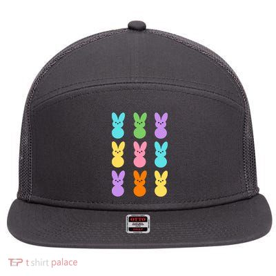 Colorful Easter Bunny Holiday 7 Panel Mesh Trucker Snapback Hat