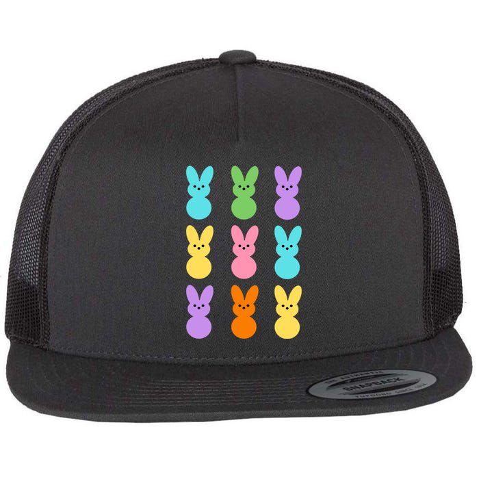 Colorful Easter Bunny Holiday Flat Bill Trucker Hat