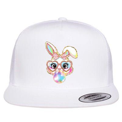 Colorful Easter Bunny With Bubblegum And Modern Style Flat Bill Trucker Hat
