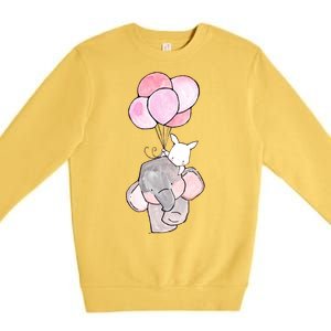 Cute Elephant Balloons Birthday Gift Premium Crewneck Sweatshirt