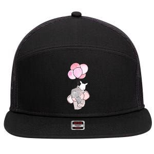 Cute Elephant Balloons Birthday Gift 7 Panel Mesh Trucker Snapback Hat