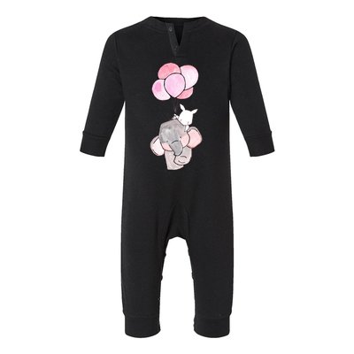 Cute Elephant Balloons Birthday Gift Infant Fleece One Piece