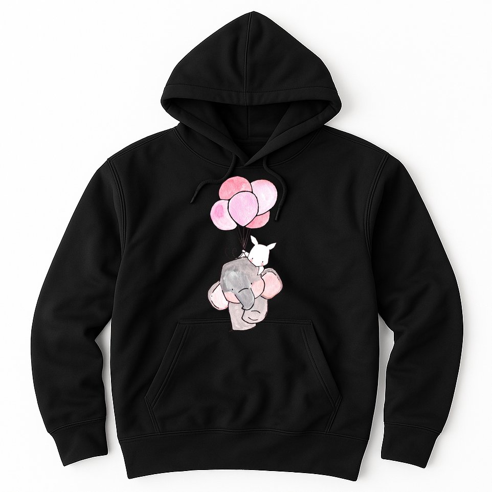 Cute Elephant Balloons Birthday Gift Hoodie