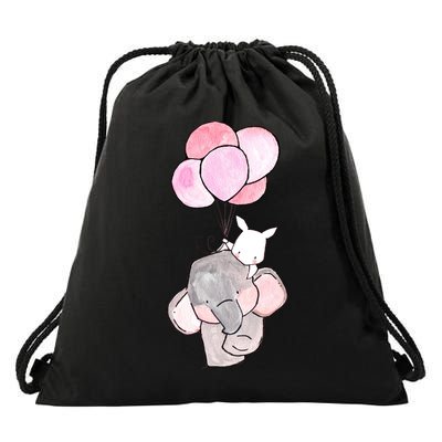 Cute Elephant Balloons Birthday Gift Drawstring Bag