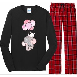 Cute Elephant Balloons Birthday Gift Long Sleeve Pajama Set