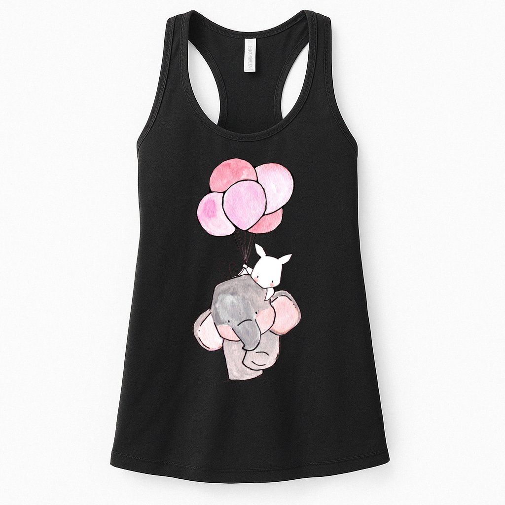 Cute Elephant Balloons Birthday Gift Womens Tank Top