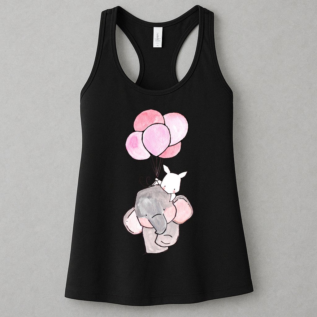 Cute Elephant Balloons Birthday Gift Womens Tank Top