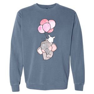 Cute Elephant Balloons Birthday Gift Garment-Dyed Sweatshirt