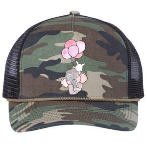 Cute Elephant Balloons Birthday Gift Retro Rope Trucker Hat Cap