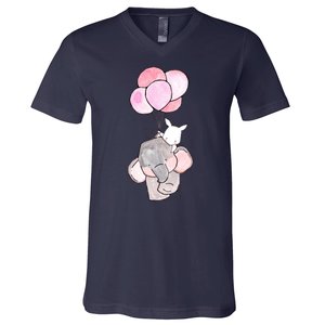 Cute Elephant Balloons Birthday Gift V-Neck T-Shirt