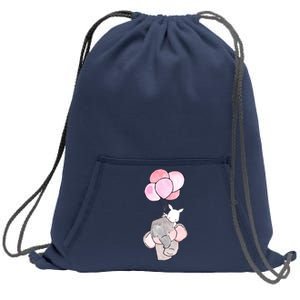 Cute Elephant Balloons Birthday Gift Sweatshirt Cinch Pack Bag