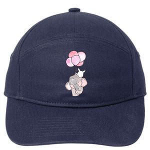 Cute Elephant Balloons Birthday Gift 7-Panel Snapback Hat