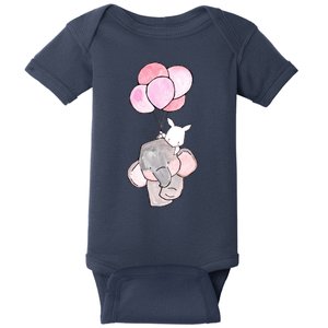 Cute Elephant Balloons Birthday Gift Baby Bodysuit