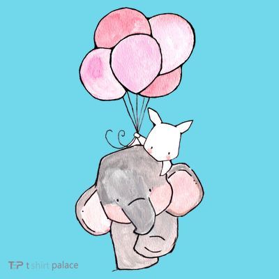 Cute Elephant Balloons Birthday Gift T-Shirt