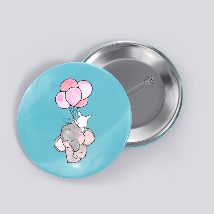 Cute Elephant Balloons Birthday Gift Button