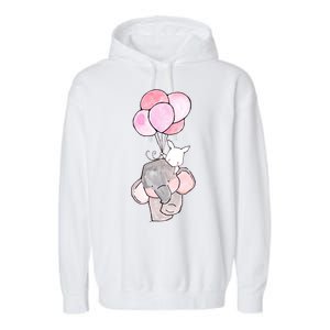 Cute Elephant Balloons Birthday Gift Garment-Dyed Fleece Hoodie