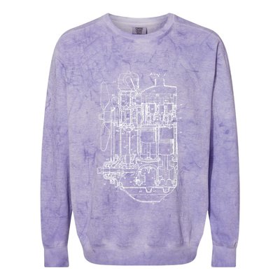 Car Engine Blueprint Car Auto Mechanic Garage Engineer Colorblast Crewneck Sweatshirt