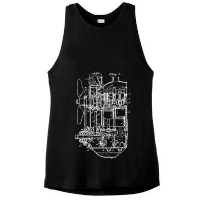 Car Engine Blueprint Car Auto Mechanic Garage Engineer Ladies PosiCharge Tri-Blend Wicking Tank