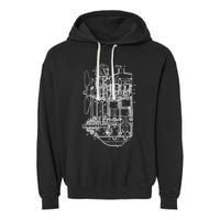 Car Engine Blueprint Car Auto Mechanic Garage Engineer Garment-Dyed Fleece Hoodie