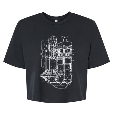 Car Engine Blueprint Car Auto Mechanic Garage Engineer Bella+Canvas Jersey Crop Tee