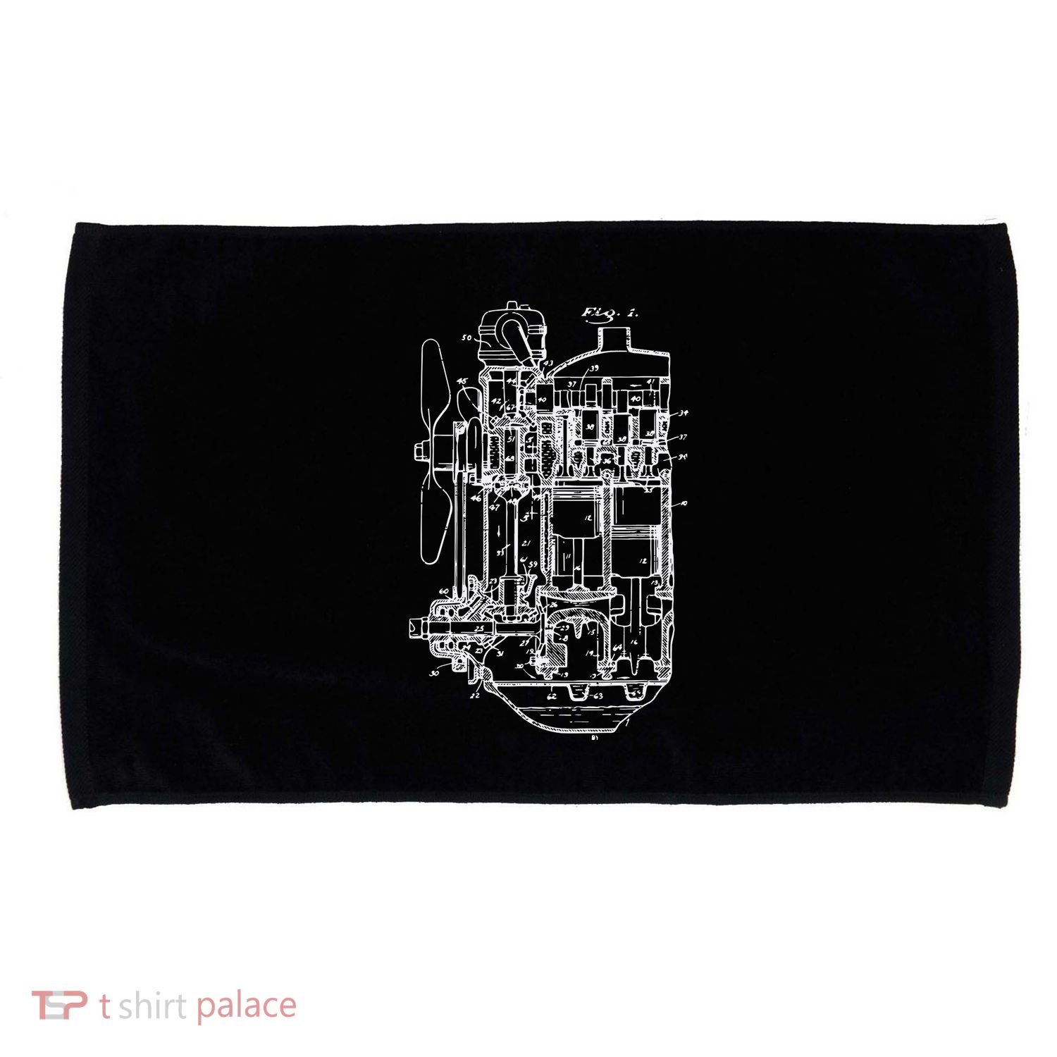 Car Engine Blueprint Car Auto Mechanic Garage Engineer Microfiber Hand Towel