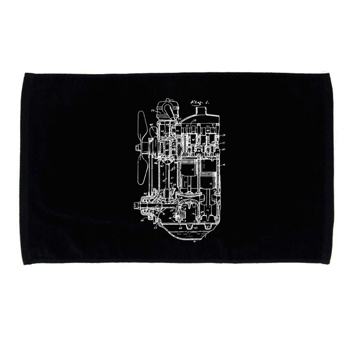 Car Engine Blueprint Car Auto Mechanic Garage Engineer Microfiber Hand Towel