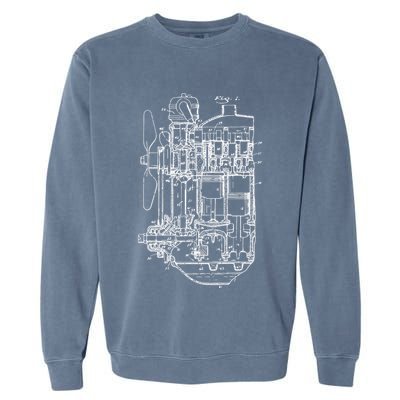 Car Engine Blueprint Car Auto Mechanic Garage Engineer Garment-Dyed Sweatshirt