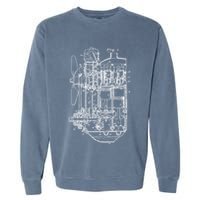 Car Engine Blueprint Car Auto Mechanic Garage Engineer Garment-Dyed Sweatshirt