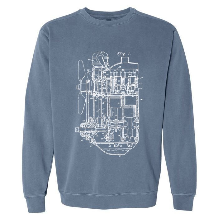 Car Engine Blueprint Car Auto Mechanic Garage Engineer Garment-Dyed Sweatshirt