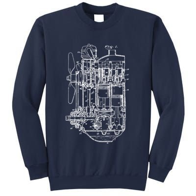 Car Engine Blueprint Car Auto Mechanic Garage Engineer Sweatshirt