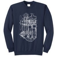 Car Engine Blueprint Car Auto Mechanic Garage Engineer Sweatshirt