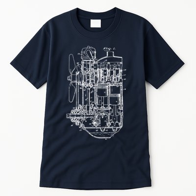 Car Engine Blueprint Car Auto Mechanic Garage Engineer Tall T-Shirt