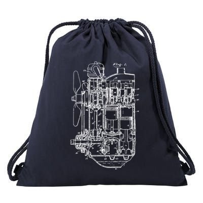 Car Engine Blueprint Car Auto Mechanic Garage Engineer Drawstring Bag