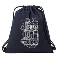 Car Engine Blueprint Car Auto Mechanic Garage Engineer Drawstring Bag