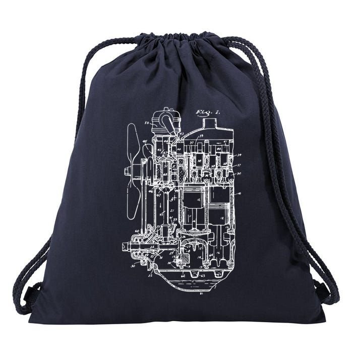 Car Engine Blueprint Car Auto Mechanic Garage Engineer Drawstring Bag