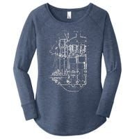 Car Engine Blueprint Car Auto Mechanic Garage Engineer Women's Perfect Tri Tunic Long Sleeve Shirt