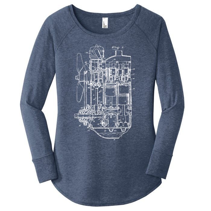 Car Engine Blueprint Car Auto Mechanic Garage Engineer Women's Perfect Tri Tunic Long Sleeve Shirt