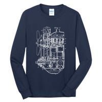 Car Engine Blueprint Car Auto Mechanic Garage Engineer Tall Long Sleeve T-Shirt