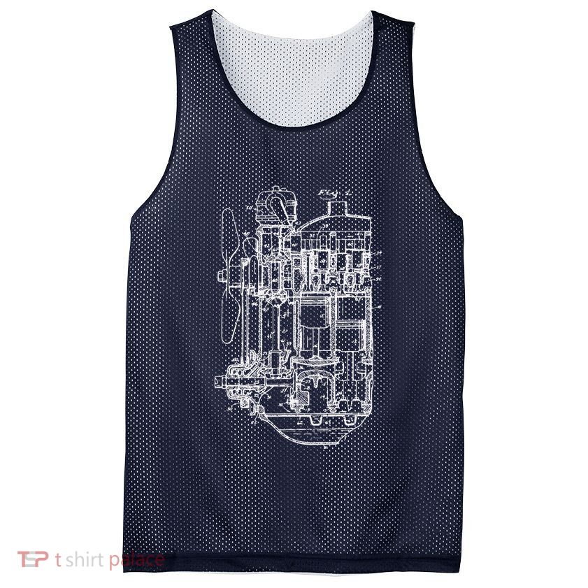 Car Engine Blueprint Car Auto Mechanic Garage Engineer Mesh Reversible Basketball Jersey Tank