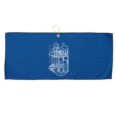 Car Engine Blueprint Car Auto Mechanic Garage Engineer Large Microfiber Waffle Golf Towel