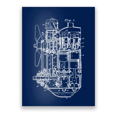 Car Engine Blueprint Car Auto Mechanic Garage Engineer Poster