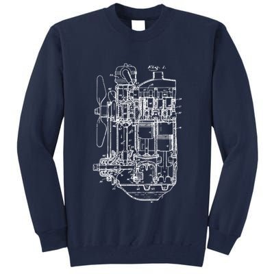 Car Engine Blueprint Car Auto Mechanic Garage Engineer Tall Sweatshirt