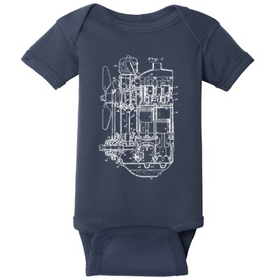 Car Engine Blueprint Car Auto Mechanic Garage Engineer Baby Bodysuit