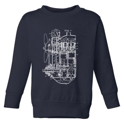 Car Engine Blueprint Car Auto Mechanic Garage Engineer Toddler Sweatshirt