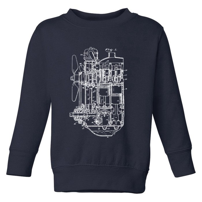 Car Engine Blueprint Car Auto Mechanic Garage Engineer Toddler Sweatshirt