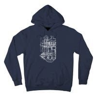 Car Engine Blueprint Car Auto Mechanic Garage Engineer Tall Hoodie
