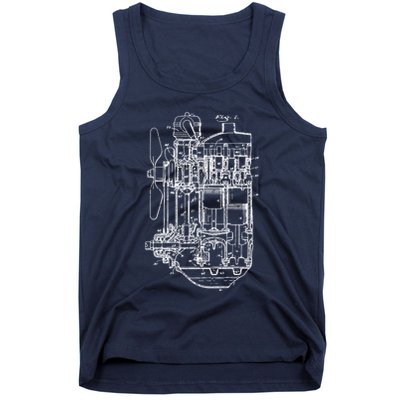 Car Engine Blueprint Car Auto Mechanic Garage Engineer Tank Top