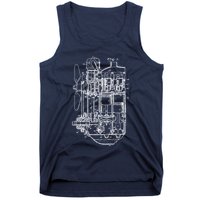 Car Engine Blueprint Car Auto Mechanic Garage Engineer Tank Top