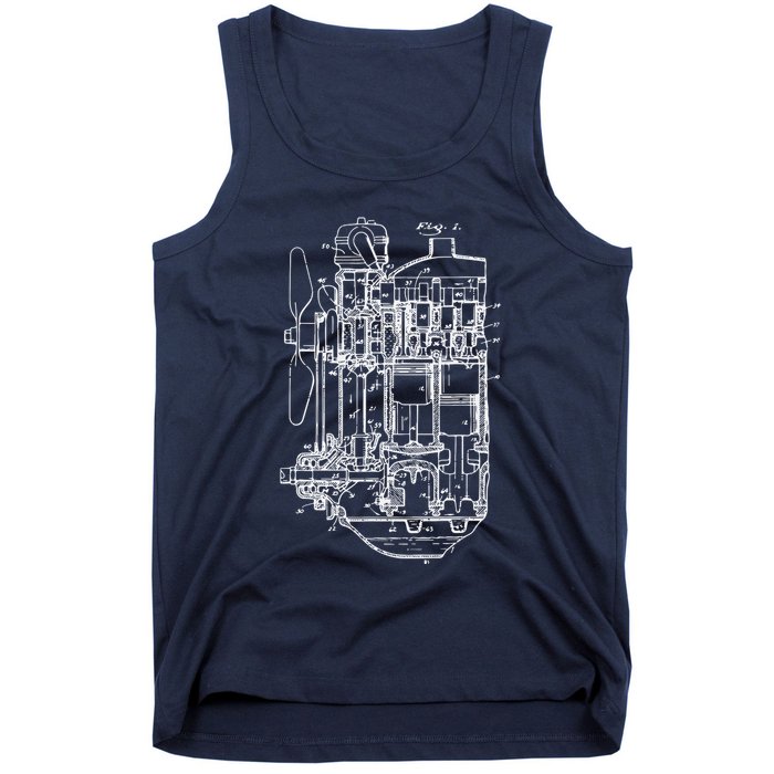 Car Engine Blueprint Car Auto Mechanic Garage Engineer Tank Top